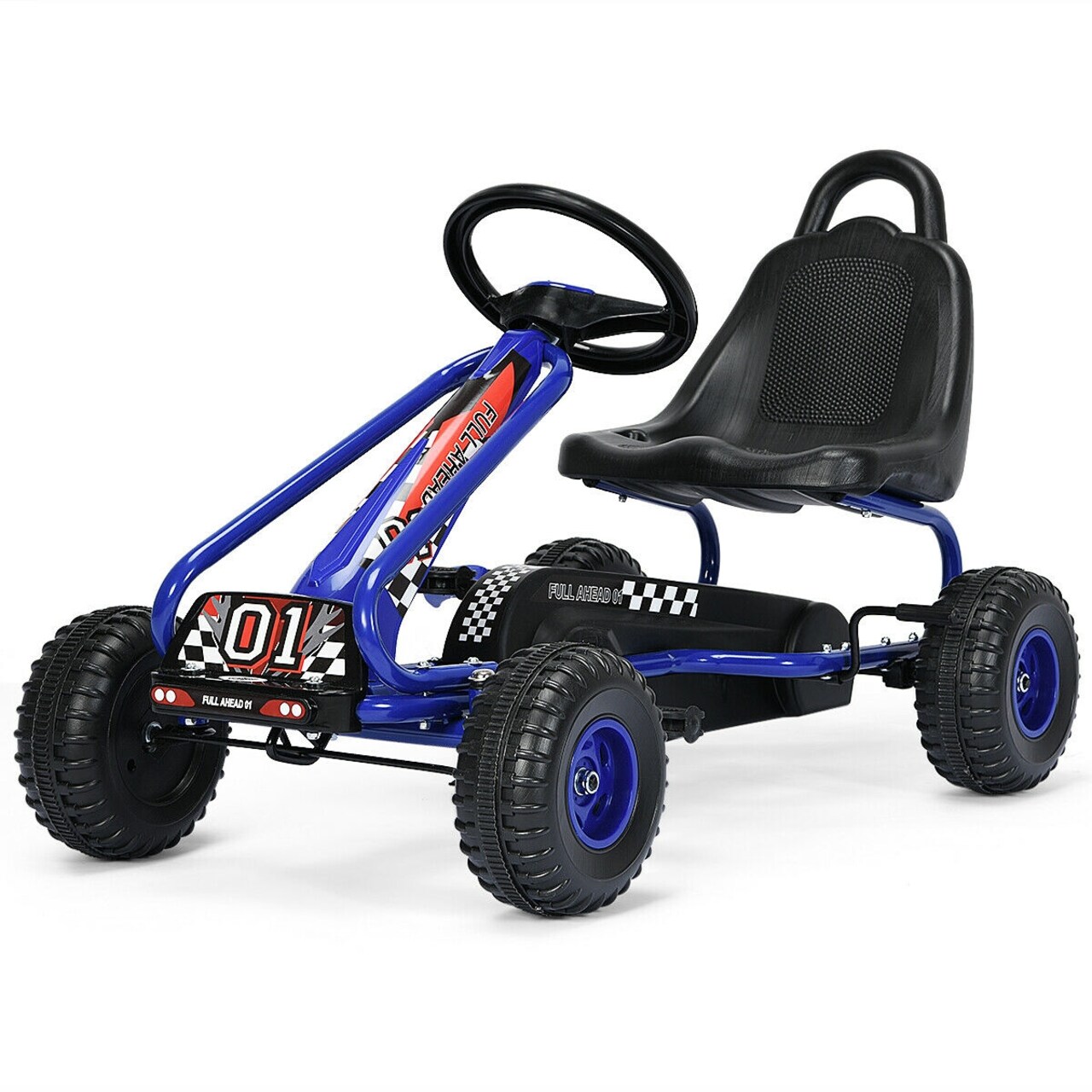 Iron Pedal Powered Ride On Car Go Kart for Kids with Adjustable Seat